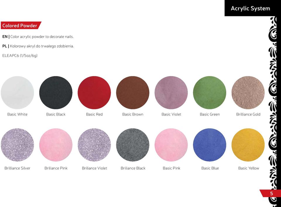ELEAPC6 (1/5oz/6g) Basic White Basic Black Basic Red Basic Brown Basic Violet
