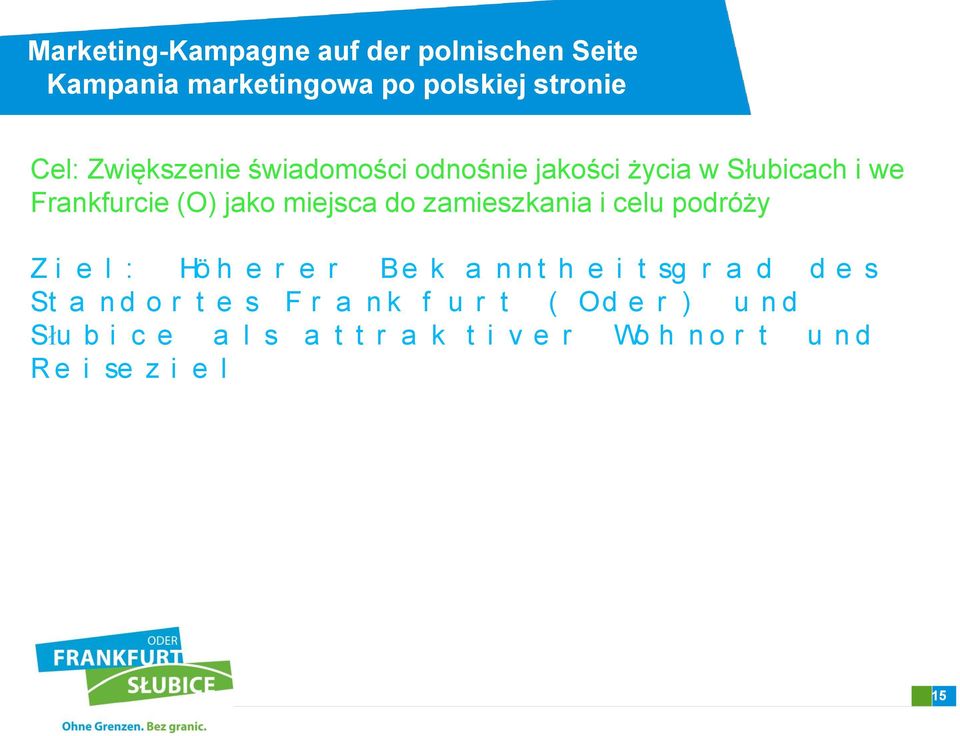zamieszkania i celu podróży Z i e l : Hö h e r e r Be k a n n t h e i t sg r a d d e s St a n d o r t