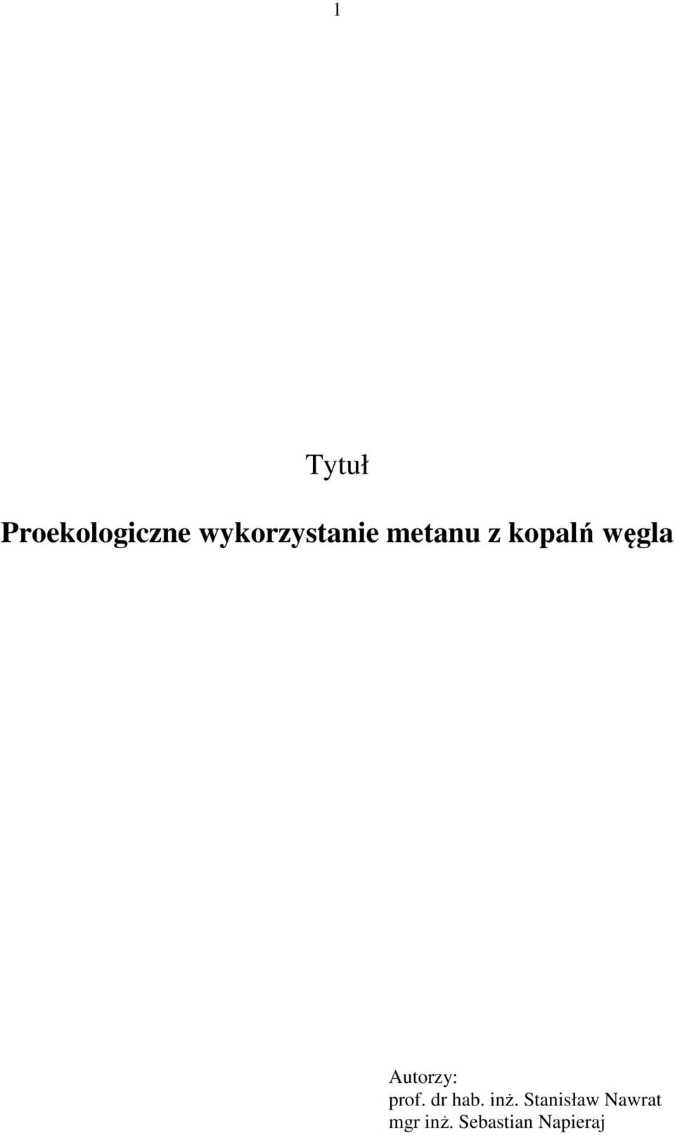 węgla Autorzy: prof. dr hab. inż.