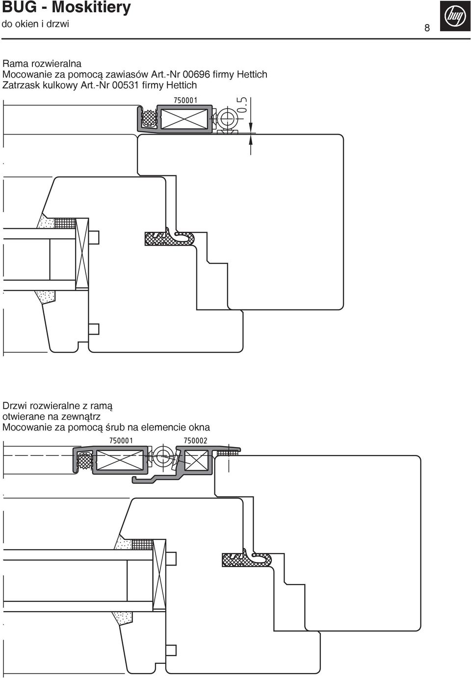 -Nr 00531 firmy Hettich Drzwi rozwieralne z ramą