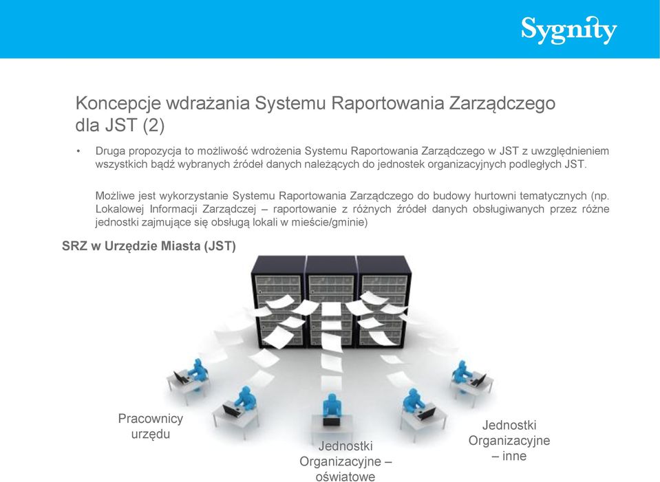 Możliwe jest wykorzystanie Systemu Raportowania Zarządczego do budowy hurtowni tematycznych (np.