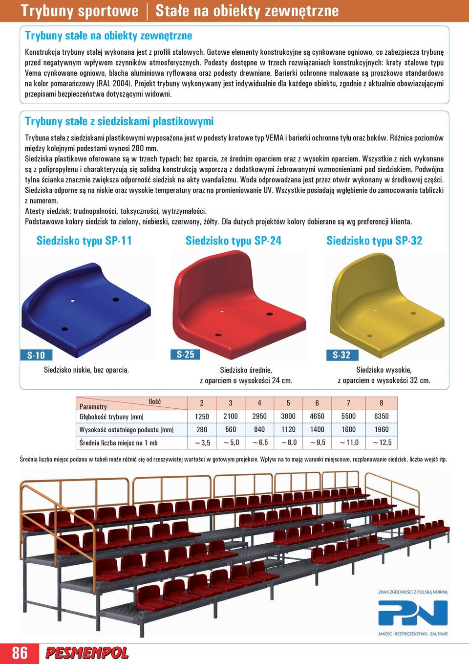 Podesty dostępne w trzech rozwiązaniach konstrukcyjnych: kraty stalowe typu Vema cynkowane ogniowo, blacha aluminiowa ryflowana oraz podesty drewniane.