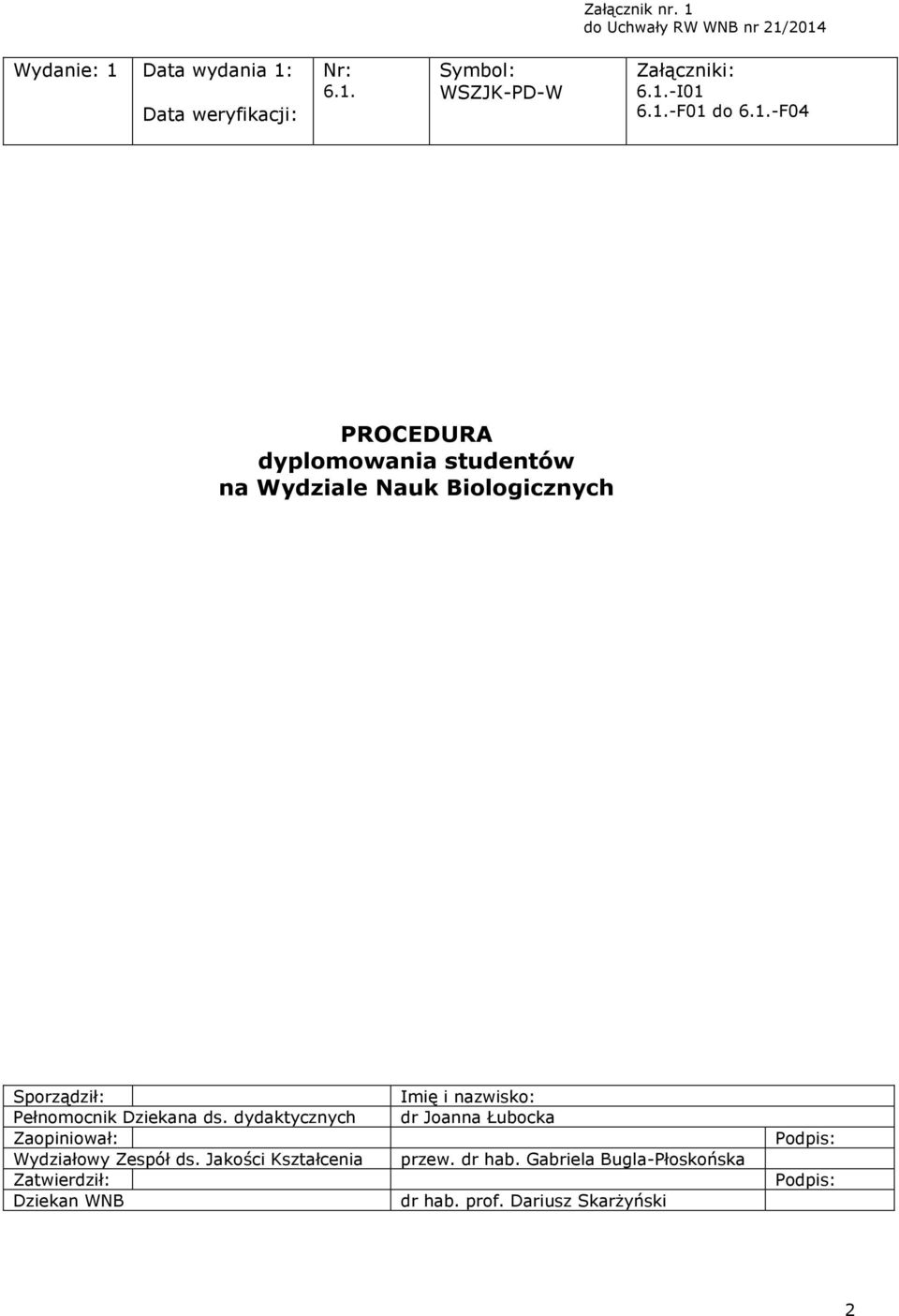 dydaktycznych Zaopiniował: Wydziałowy Zespół ds.