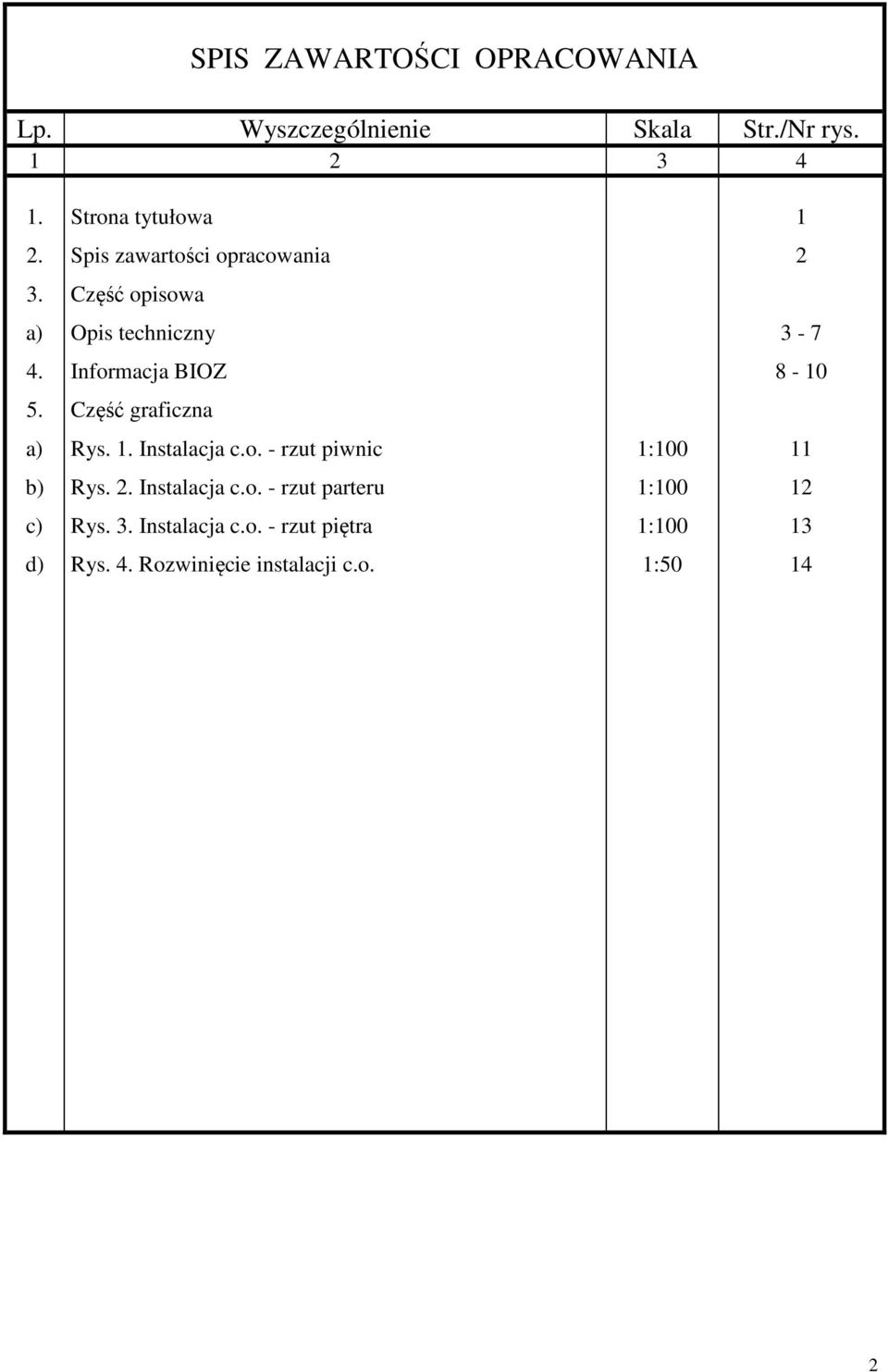 Część graficzna a) Rys. 1. Instalacja c.o. - rzut piwnic 1:100 11 b) Rys. 2. Instalacja c.o. - rzut parteru 1:100 12 c) Rys.