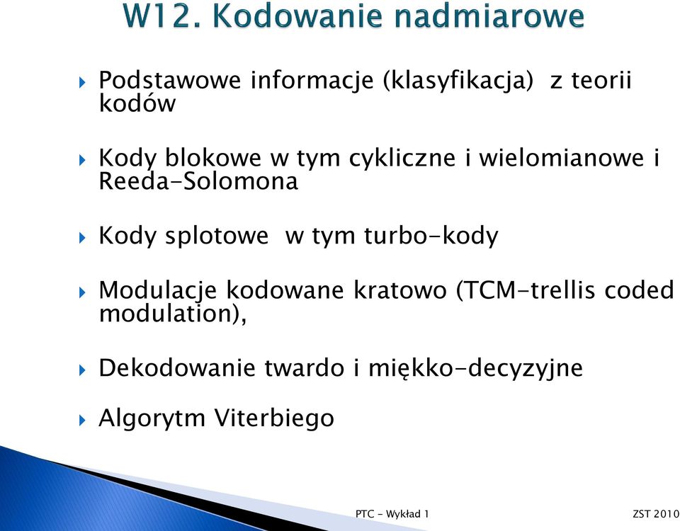 tym turbo-kody Modulacje kodowane kratowo (TCM-trellis coded