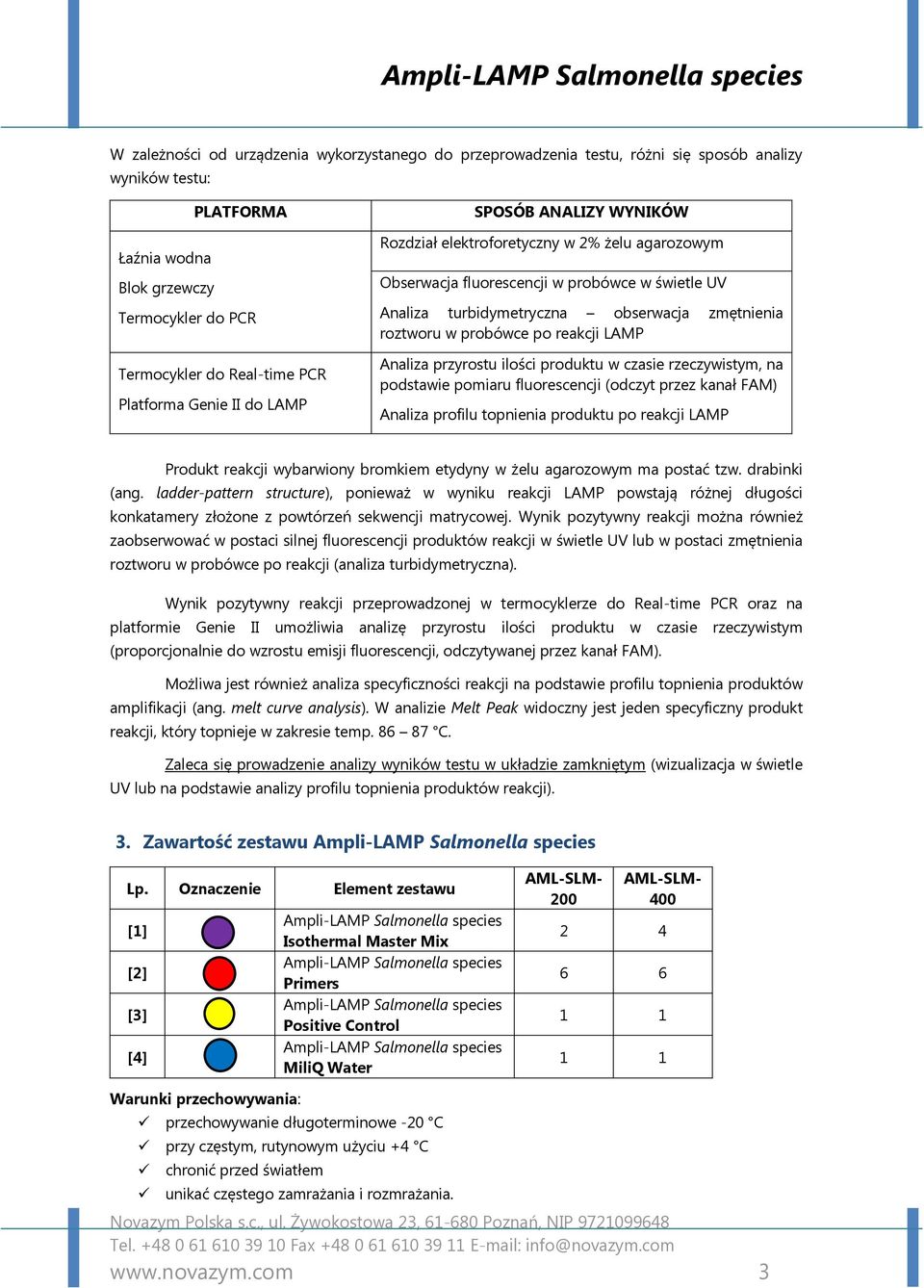 roztworu w probówce po reakcji LAMP Analiza przyrostu ilości produktu w czasie rzeczywistym, na podstawie pomiaru fluorescencji (odczyt przez kanał FAM) Analiza profilu topnienia produktu po reakcji