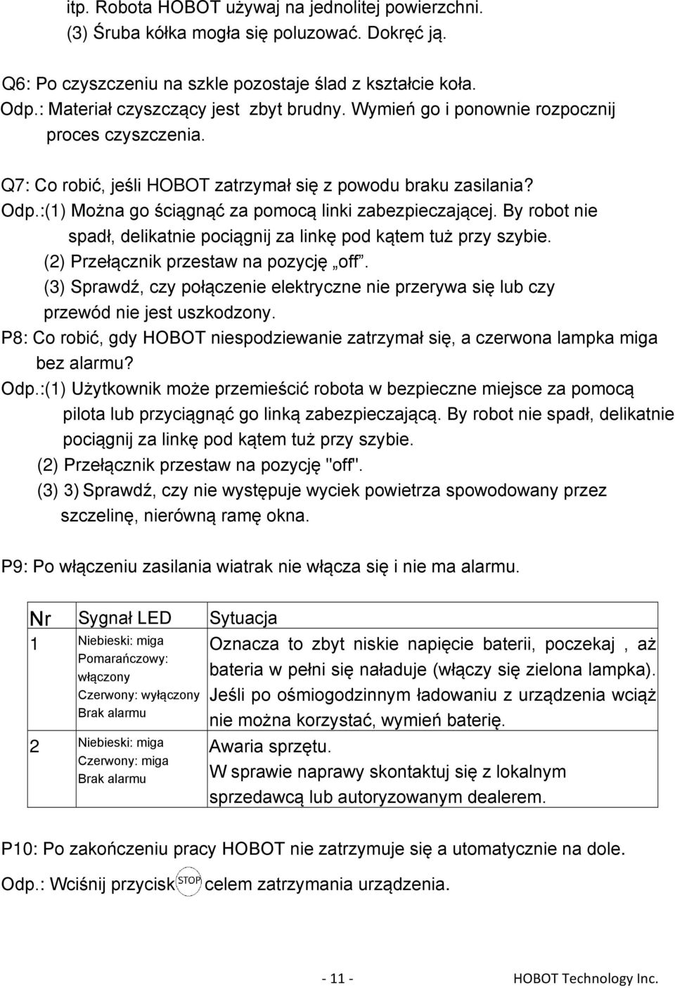 :(1) Można go ściągnąć za pomocą linki zabezpieczającej. By robot nie spadł, delikatnie pociągnij za linkę pod kątem tuż przy szybie. (2) Przełącznik przestaw na pozycję off.