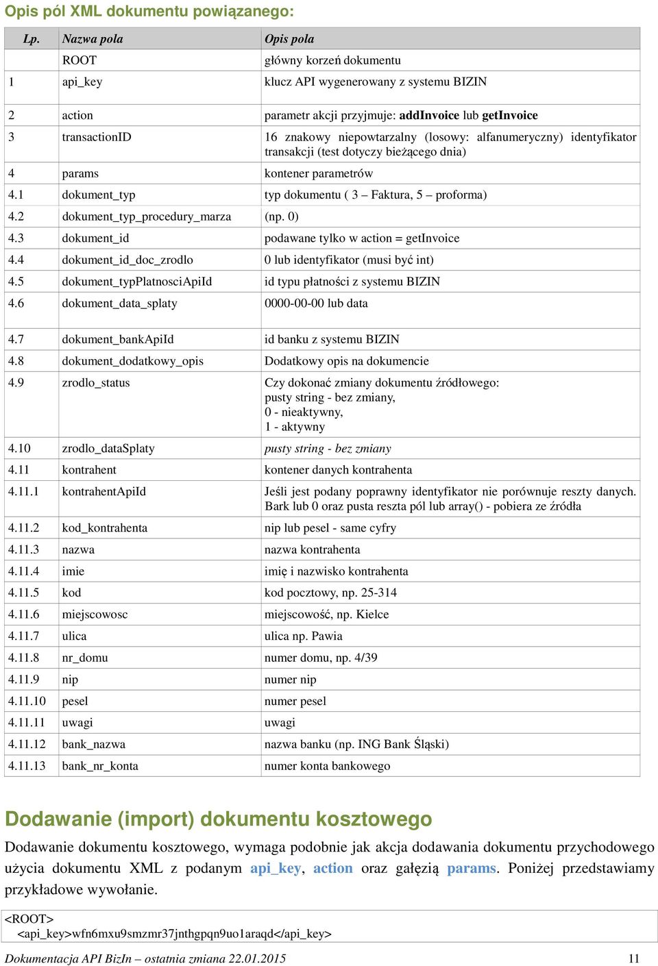 niepowtarzalny (losowy: alfanumeryczny) identyfikator transakcji (test dotyczy bieżącego dnia) 4 params kontener parametrów 4.1 dokument_typ typ dokumentu ( 3 Faktura, 5 proforma) 4.