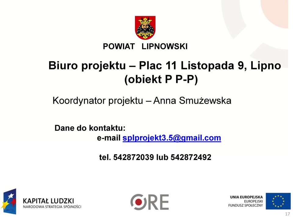 projektu Anna Smużewska Dane do kontaktu: