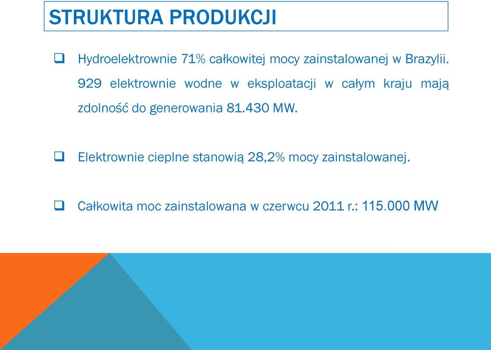 929 elektrownie wodne w eksploatacji w całym kraju mają zdolność do