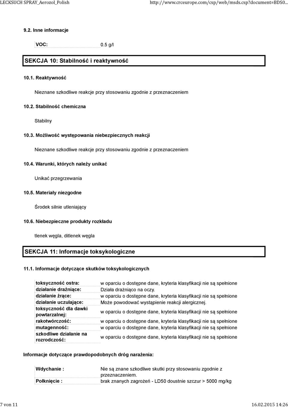 Materiały niezgodne Środek silnie utleniający 10