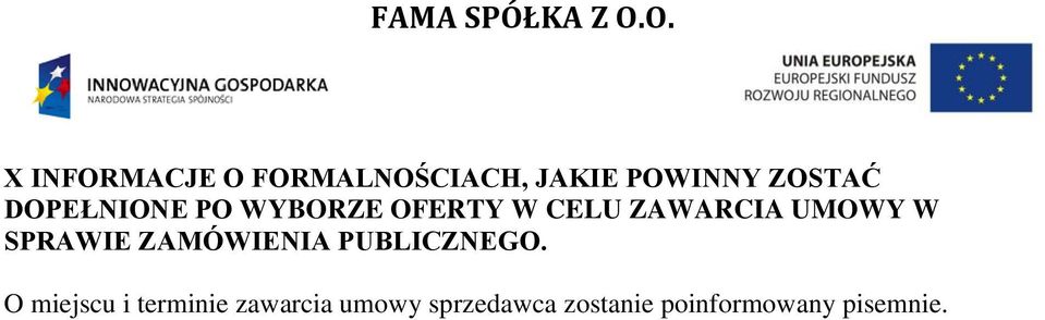 SPRAWIE ZAMÓWIENIA PUBLICZNEGO.