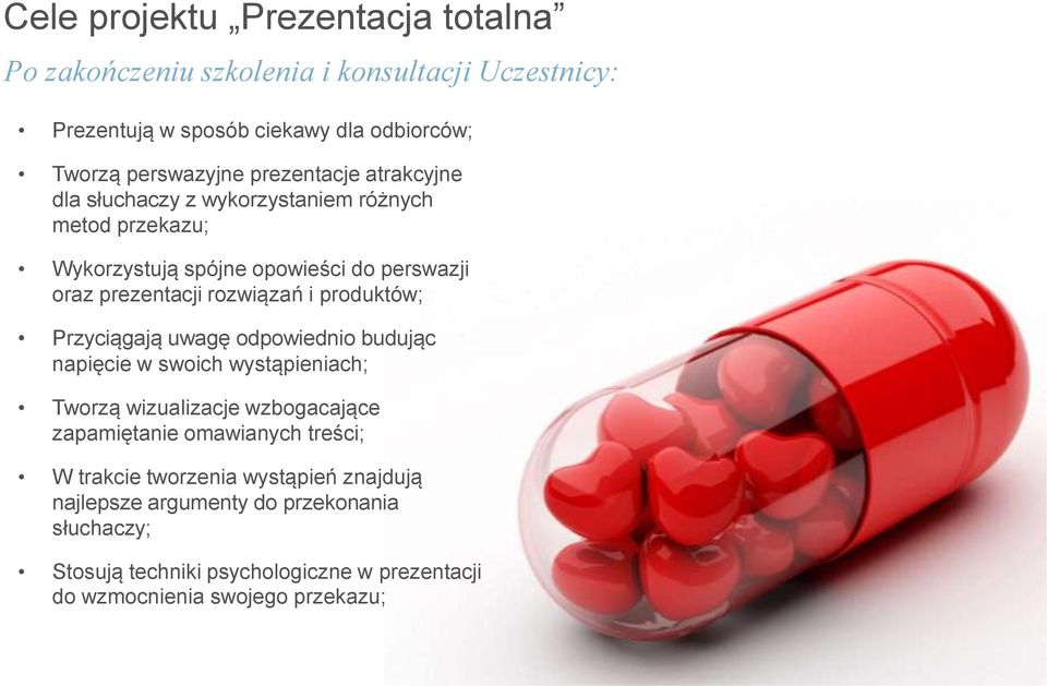 produktów; Przyciągają uwagę odpowiednio budując napięcie w swoich wystąpieniach; Tworzą wizualizacje wzbogacające zapamiętanie omawianych treści; W