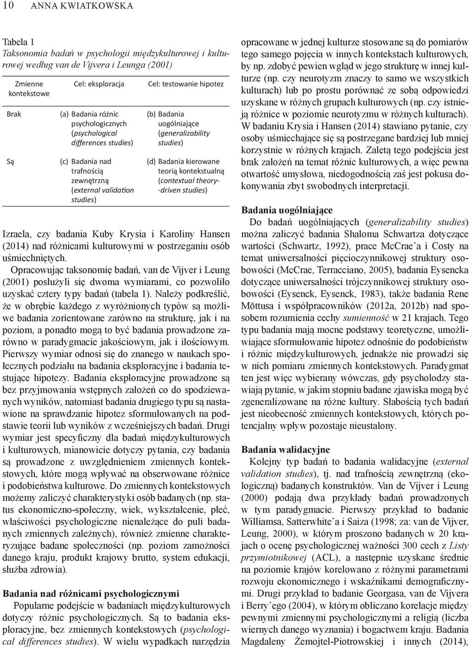 Badania kierowane teorią kontekstualną (contextual theory- -driven studies) Izraela, czy badania Kuby Krysia i Karoliny Hansen (2014) nad różnicami kulturowymi w postrzeganiu osób uśmiechniętych.