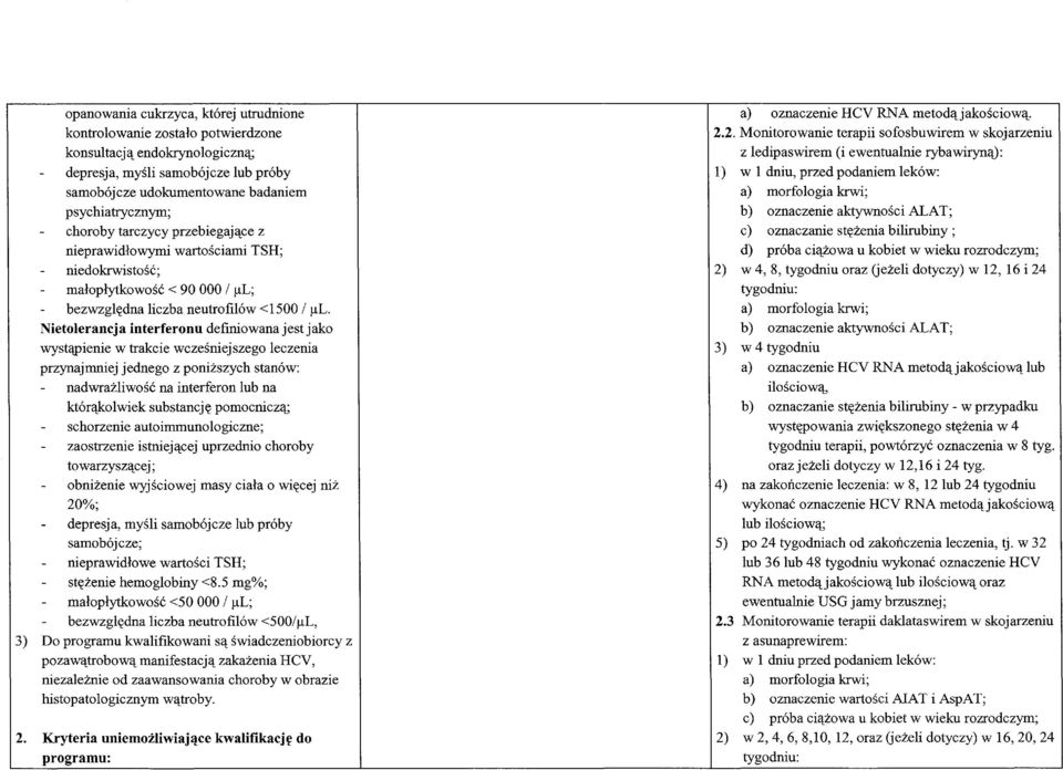 samob6jcze udokumentowane badaniem a) morfologia krwi; psychiatrycznym; b) oznaczenie aktywnosci ALAT; - choroby tarczycy przebiegajace z c) oznaczanie stezenia bilirubiny ; nieprawidlowymi