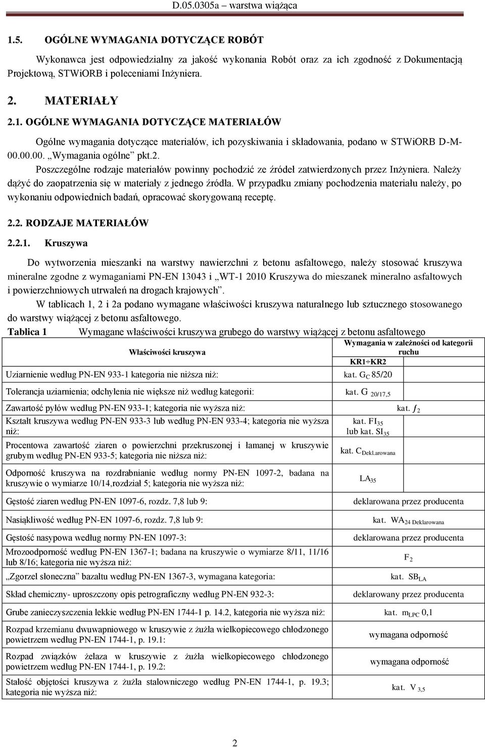 W przypadku zmiany pochodzenia materiału należy, po wykonaniu odpowiednich badań, opracować skorygowaną receptę. 2.2. RODZAJE MATERIAŁÓW 2.2.1.