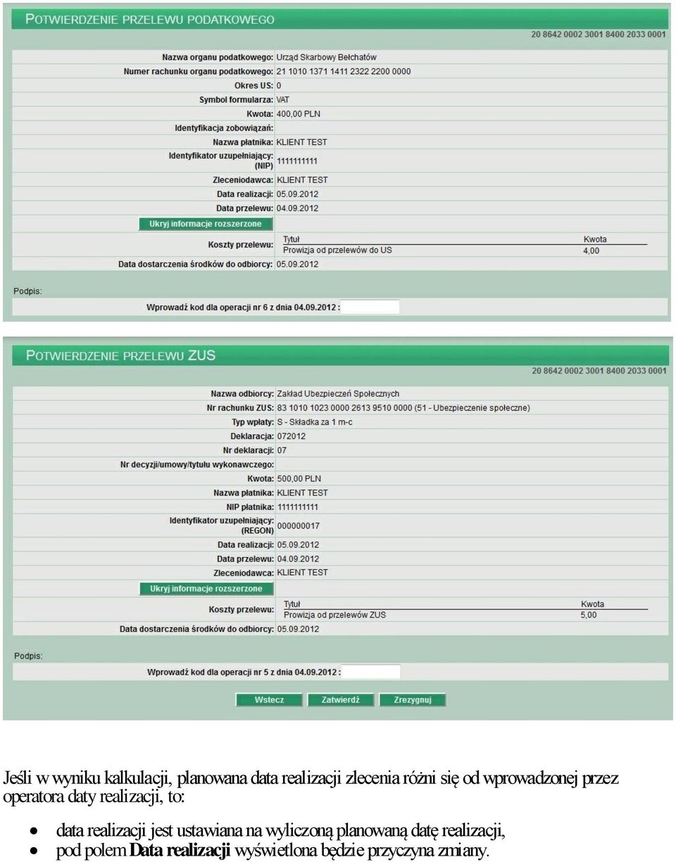 data realizacji jest ustawiana na wyliczoną planowaną datę