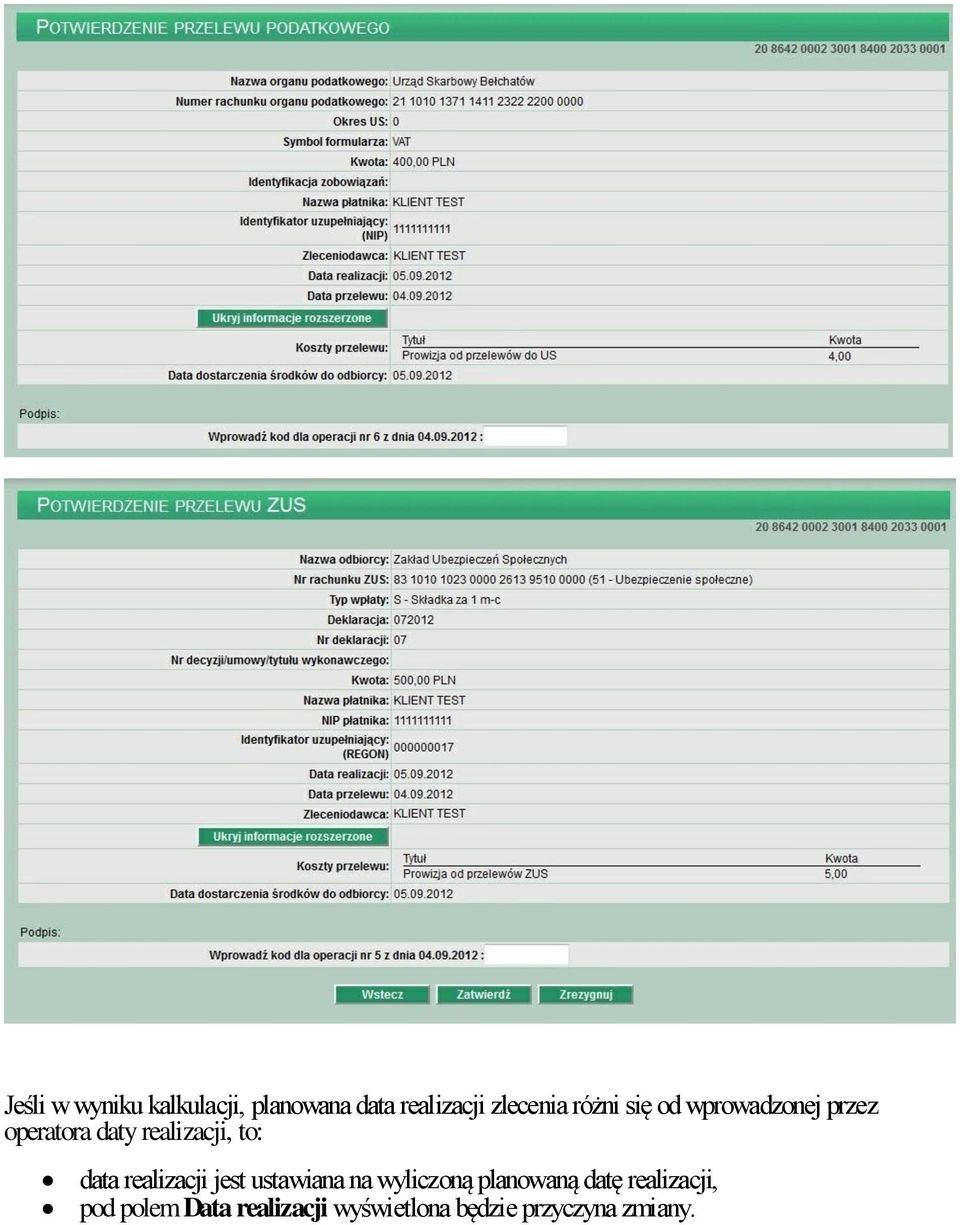 data realizacji jest ustawiana na wyliczoną planowaną datę