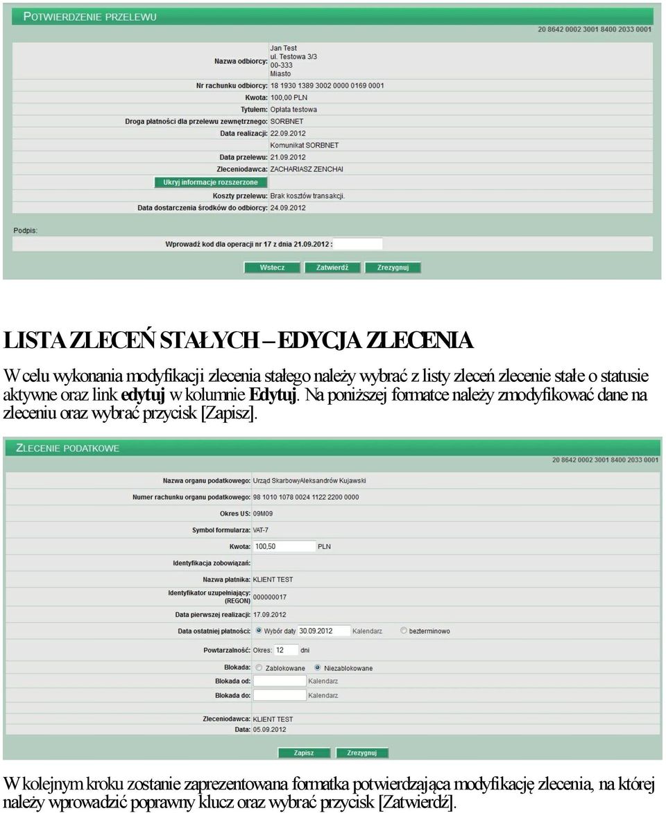 Na poniższej formatce należy zmodyfikować dane na zleceniu oraz wybrać przycisk [Zapisz].