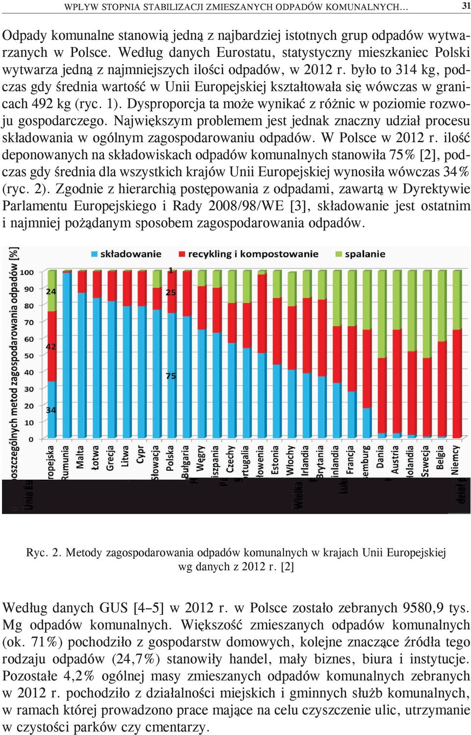 było to 314 kg, podczas gdy średnia wartość w Unii Europejskiej kształtowała się wówczas w granicach 492 kg (ryc. 1). Dysproporcja ta może wynikać z różnic w poziomie rozwoju gospodarczego.