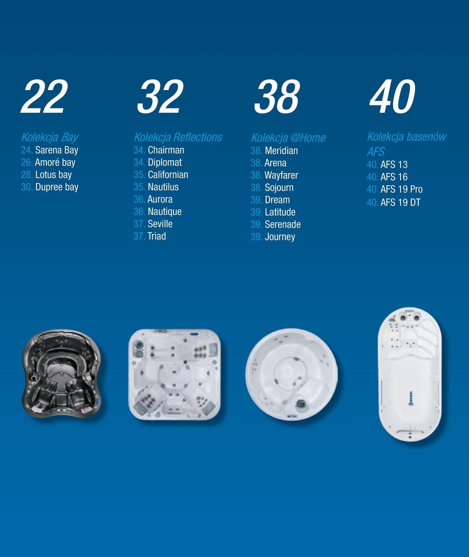 Aurora 36. Nautique 37. Seville 37. Triad Kolekcja @Home 38. Meridian 38. Arena 38. Wayfarer 38.