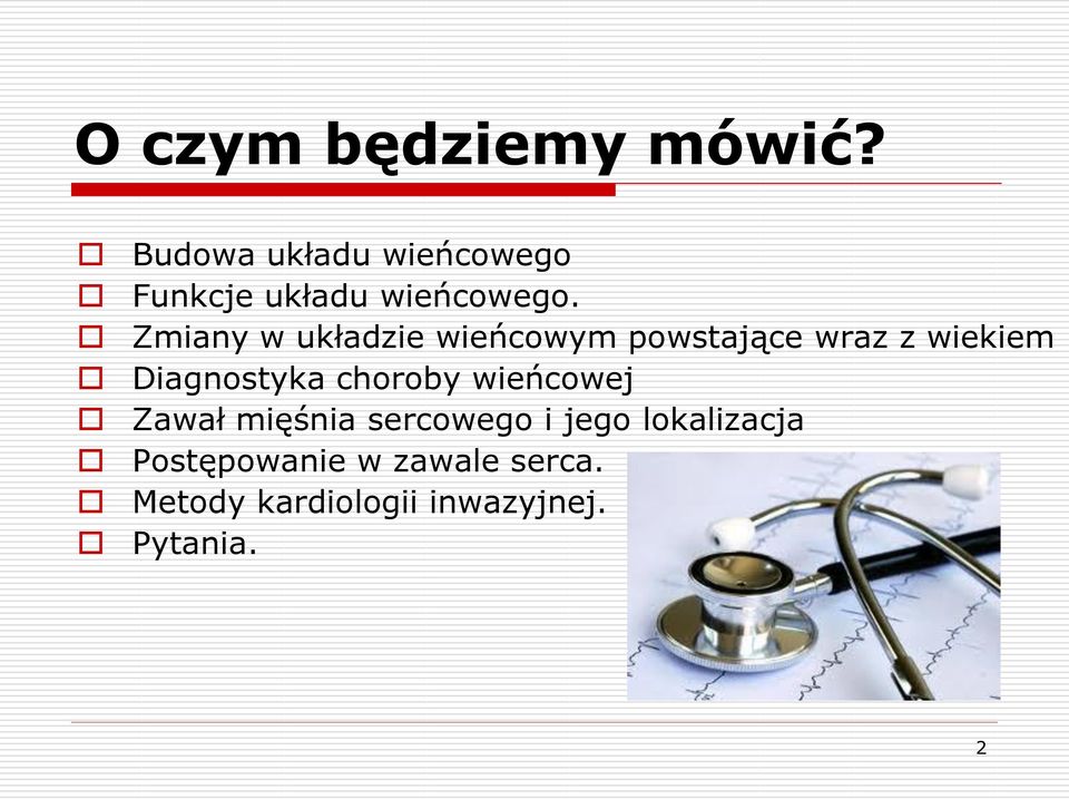 Zmiany w układzie wieńcowym powstające wraz z wiekiem Diagnostyka