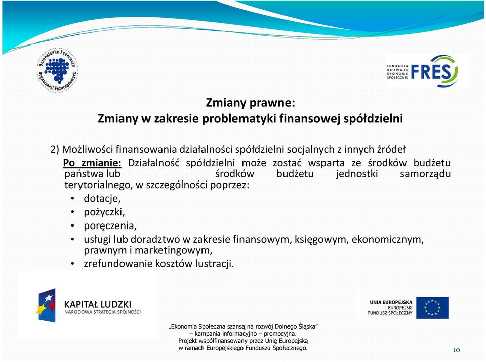 szczególności poprzez: budżetu jednostki samorządu dotacje, pożyczki, poręczenia, usługi lub doradztwo w zakresie finansowym,