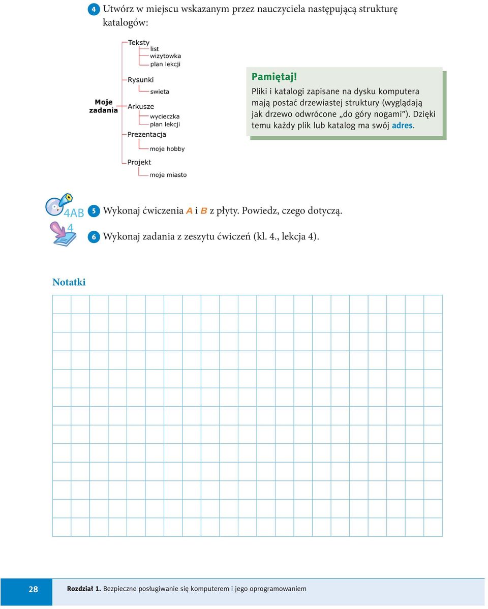 nogami ). Dzi ki temu ka dy plik lu katalog ma swój adres. 4AB 4 5 Wykonaj ćwiczenia A i B z płyty.