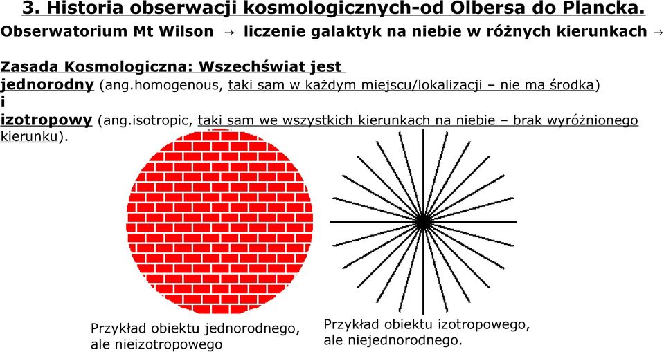 jednorodny (ang.homogenous, taki sam w każdym miejscu/lokalizacji nie ma środka) i izotropowy (ang.