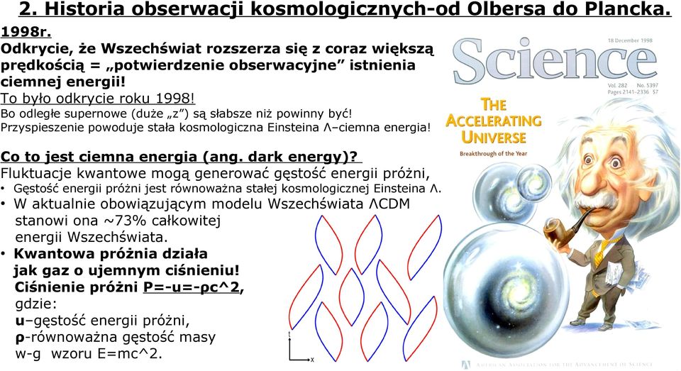 dark energy)? Fluktuacje kwantowe mogą generować gęstość energii próżni, Gęstość energii próżni jest równoważna stałej kosmologicznej Einsteina Λ.