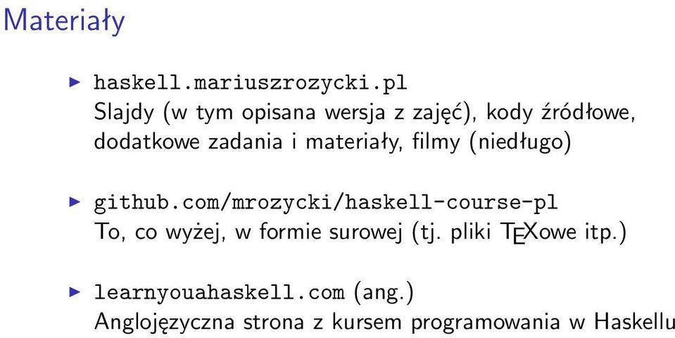 materiały, filmy (niedługo) github.