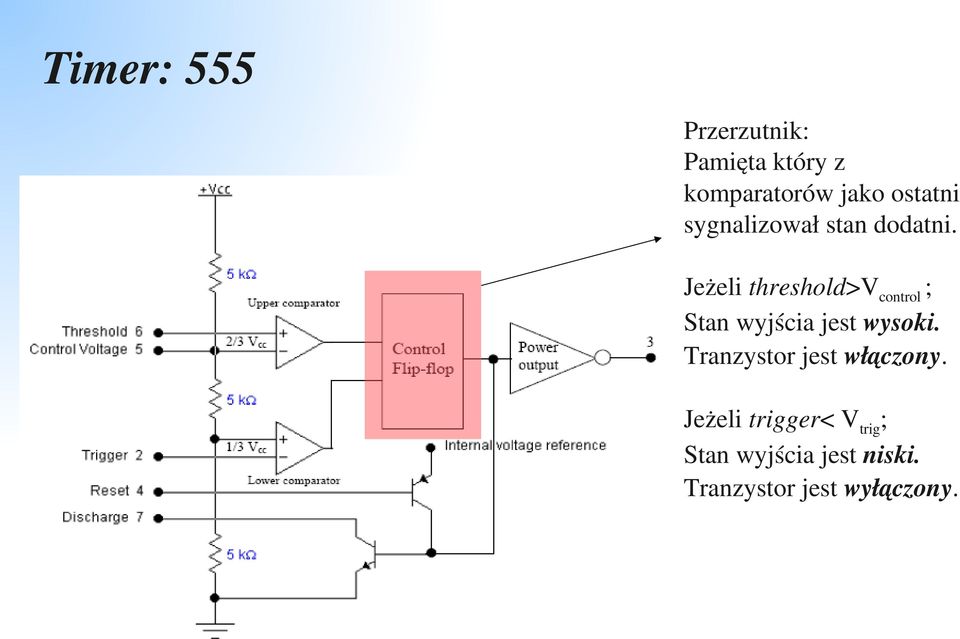 Jeżeli threshold>v control ; Stan wyjścia jest wysoki.