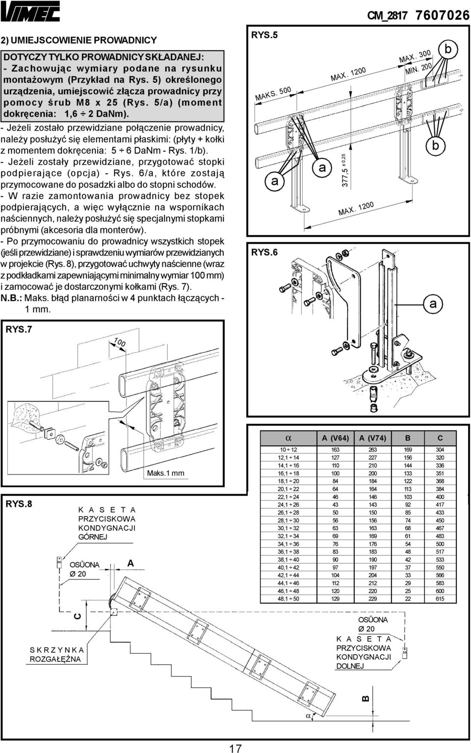 - Jeżeli zostło przewidzine połązenie prowdniy, nleży posłużyć się elementmi płskimi: (płyty + kołki z momentem dokręeni: 5 6 DNm - Rys. 1/).