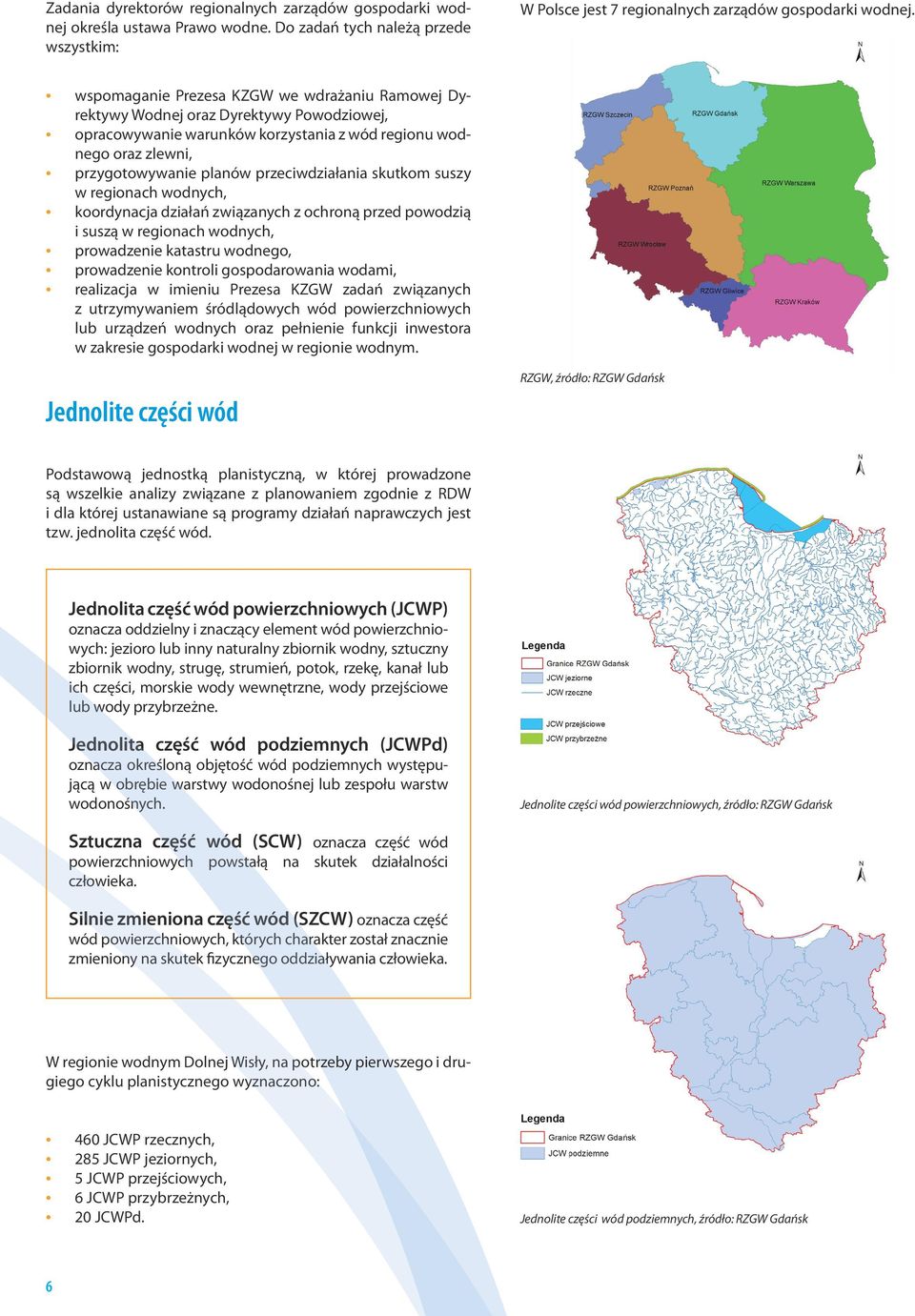 przeciwdziałania skutkom suszy w regionach wodnych, koordynacja działań związanych z ochroną przed powodzią i suszą w regionach wodnych, prowadzenie katastru wodnego, prowadzenie kontroli