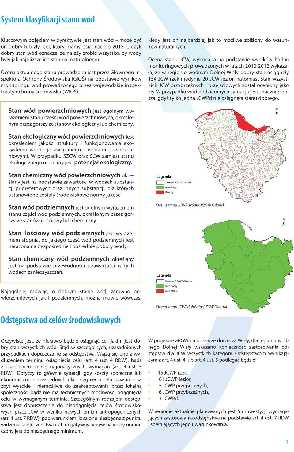 Ocena aktualnego stanu prowadzona jest przez Głównego Inspektora Ochrony Środowiska (GIOŚ) na podstawie wyników monitoringu wód prowadzonego przez wojewódzkie inspektoraty ochrony środowiska (WIOŚ).