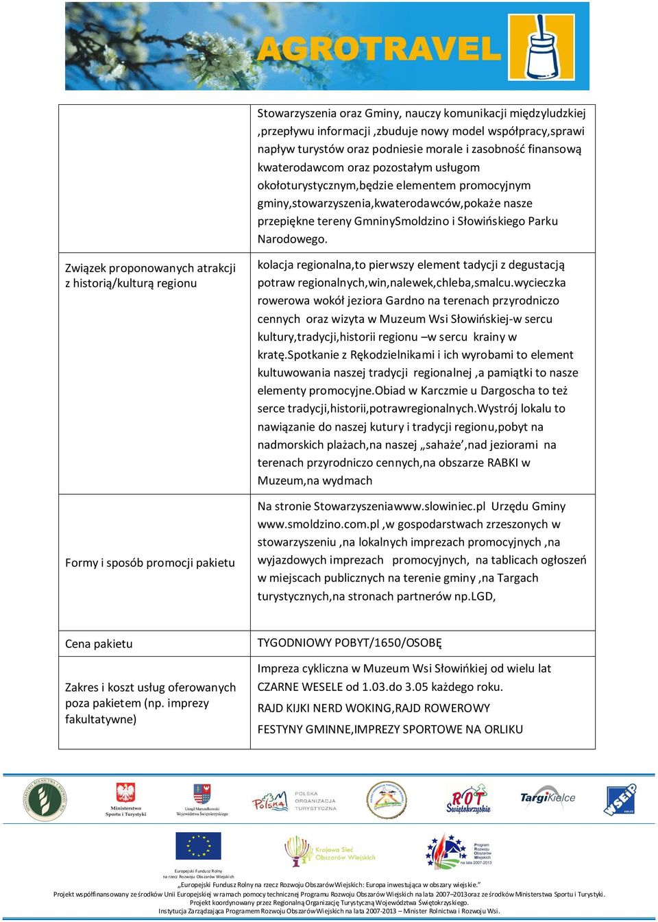 Związek proponowanych atrakcji z historią/kulturą regionu Formy i sposób promocji pakietu kolacja regionalna,to pierwszy element tadycji z degustacją potraw regionalnych,win,nalewek,chleba,smalcu.