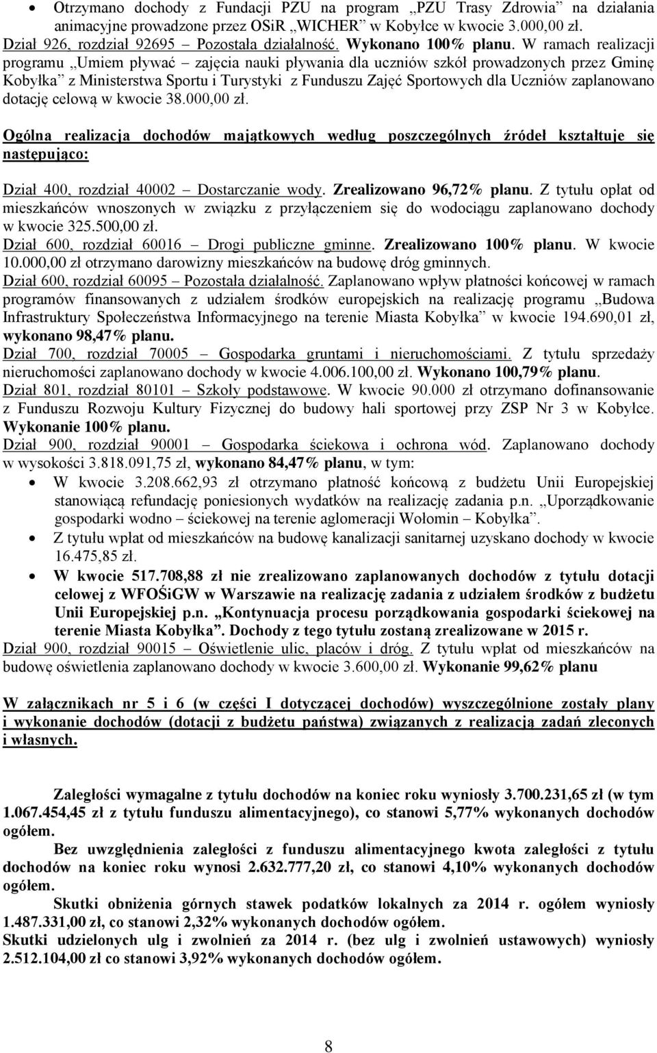 W ramach realizacji programu Umiem pływać zajęcia nauki pływania dla uczniów szkół prowadzonych przez Gminę Kobyłka z Ministerstwa Sportu i Turystyki z Funduszu Zajęć Sportowych dla Uczniów