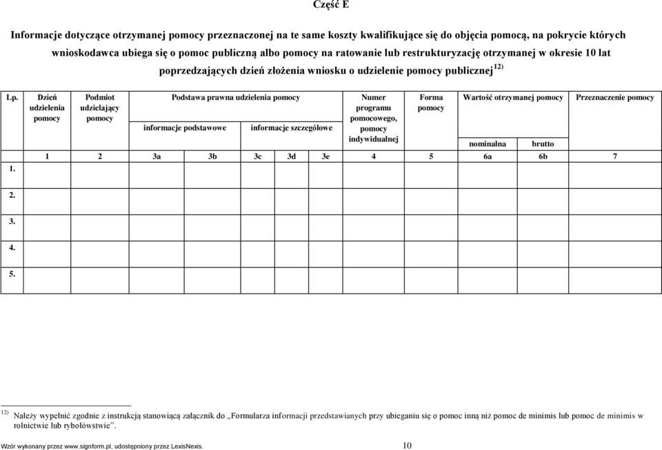 lat poprzedzających dzień złożenia wniosku o udziele pomocy publicznej 12