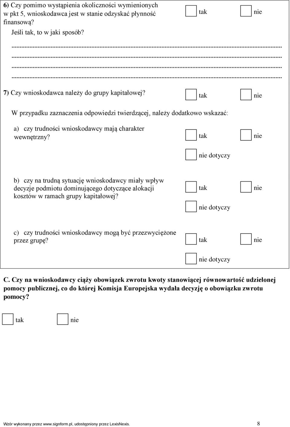 dotyczy b) czy na trudną sytuację wnioskodawcy miały wpływ decyzje podmiotu dominującego dotyczące alokacji kosztów w ramach grupy kapitałowej?