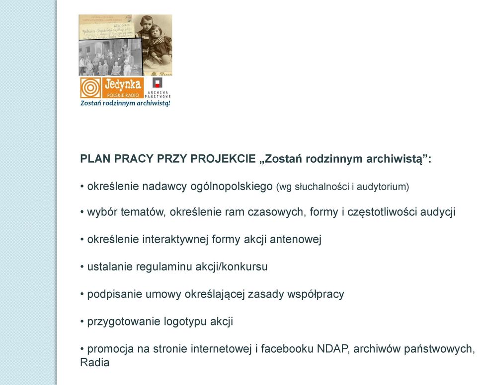 interaktywnej formy akcji antenowej ustalanie regulaminu akcji/konkursu podpisanie umowy określającej