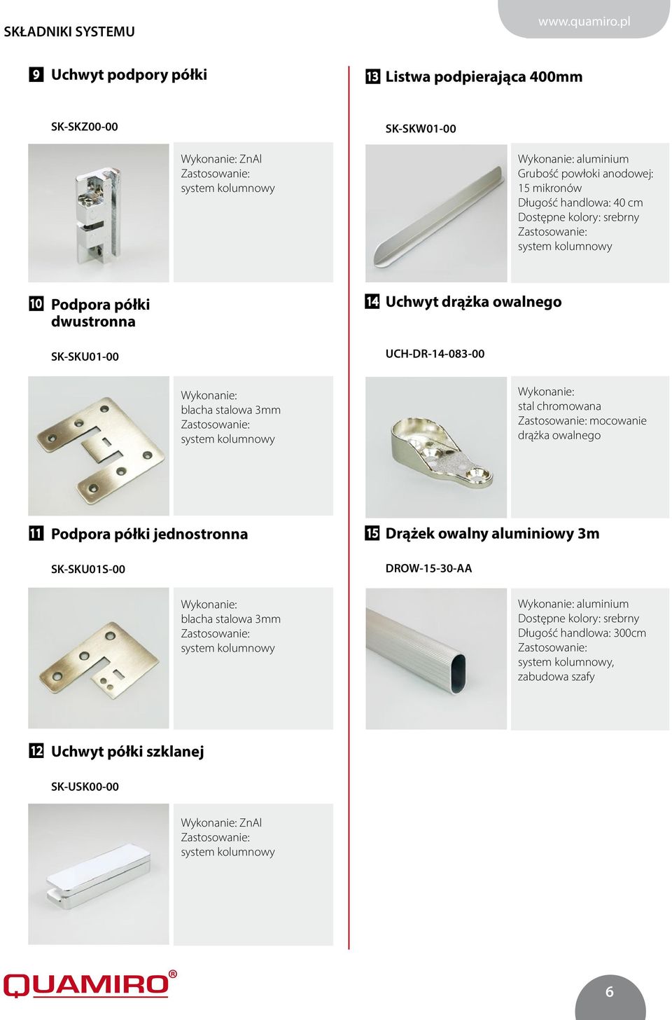 blacha stalowa 3mm stal chromowaa mocowaie drążka owalego Podpora półki jedostroa SK-SKU01S-00 blacha stalowa 3mm Drążek owaly