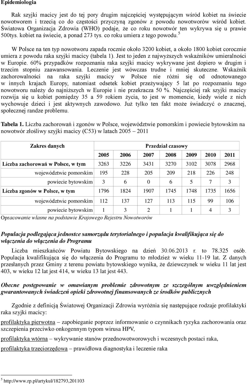 5 W Polsce na ten typ nowotworu zapada rocznie około 3200 kobiet, a około 1800 kobiet corocznie umiera z powodu raka szyjki macicy (tabela 1).