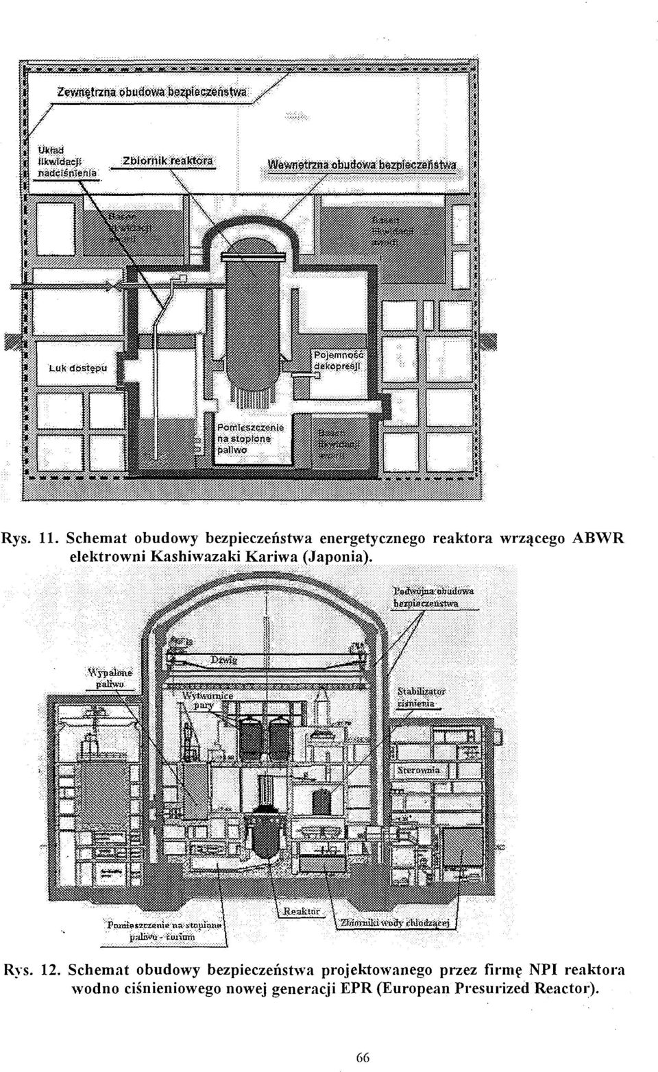 Schemat obudowy bezpieczeństwa energetycznego reaktora wrzącego ABWR elektrowni Kashiwazaki