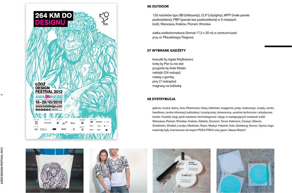 Piłsudskiego/Targowa 07 wybrane gadżety koszulki by Agata Wojtkiewicz torby by Pan tu nie stał przypinki by Arek Wolski naklejki (24 rodzaje) notesy z gumką piny (7 rodzajów) magnesy na lodówkę 08