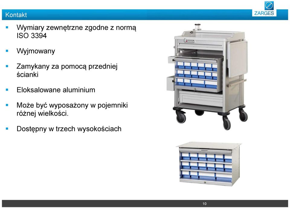 Eloksalowane aluminium Może być wyposażony w