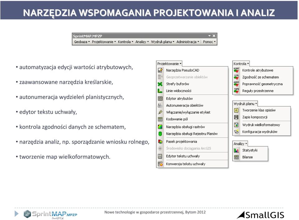 wydzieleńplanistycznych, edytor tekstu uchwały, kontrola zgodności danych ze