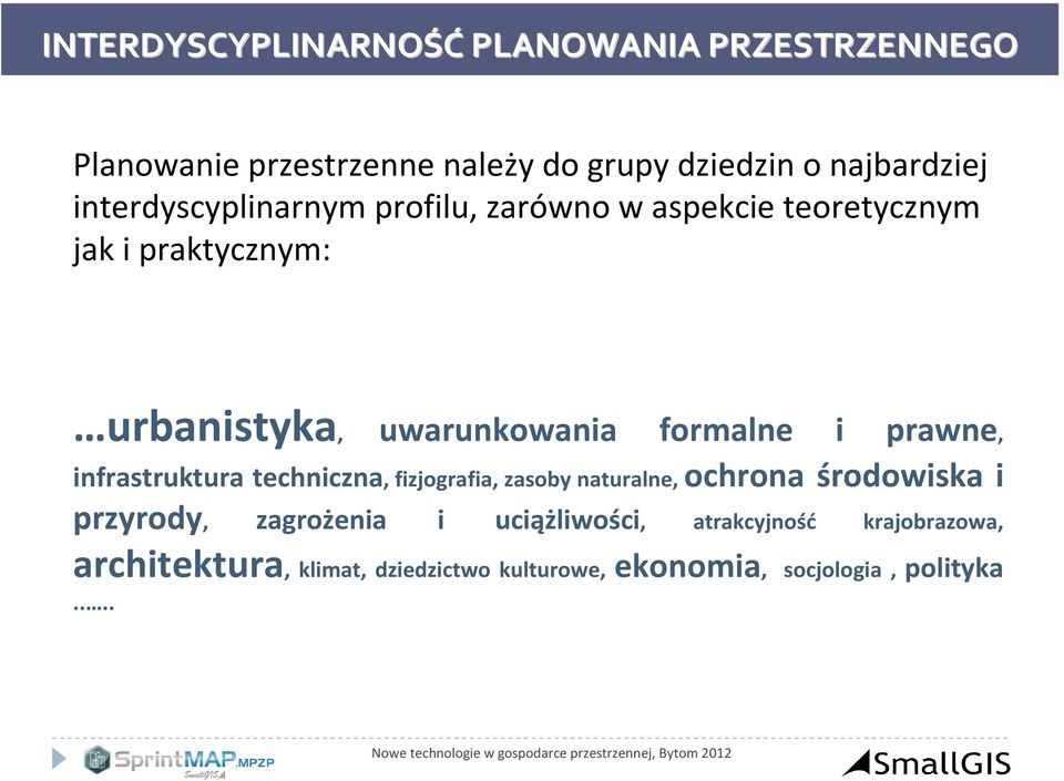 formalne i prawne, infrastruktura techniczna, fizjografia, zasoby naturalne, ochrona środowiska i przyrody,