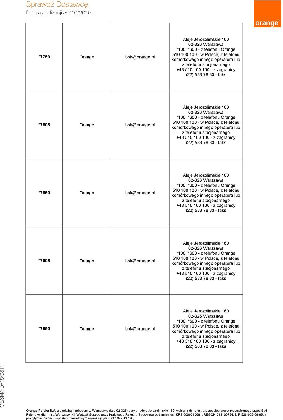 pl *7950 Orange bok@orange.pl Orange Polska S.A.