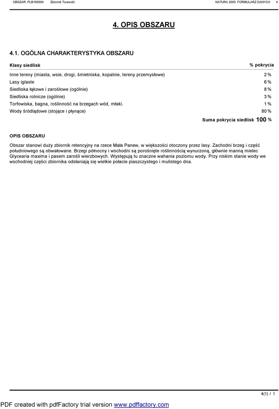 Siedliska rolnicze (ogólnie) 3% Torfowiska, bagna, roślinność na brzegach wód, młaki.