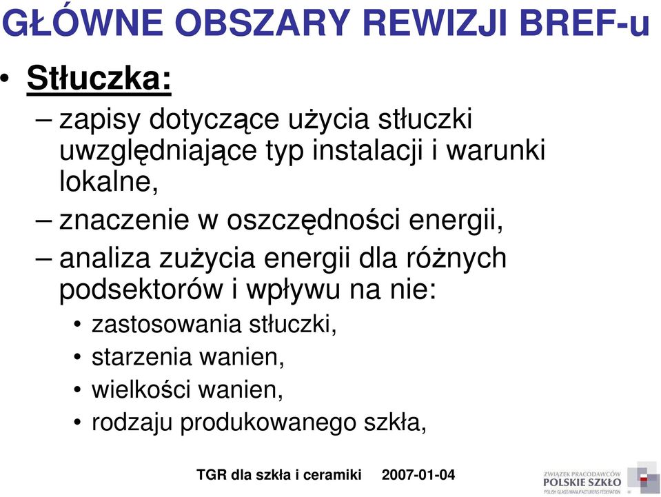 energii, analiza zużycia energii dla różnych podsektorów i wpływu na nie: